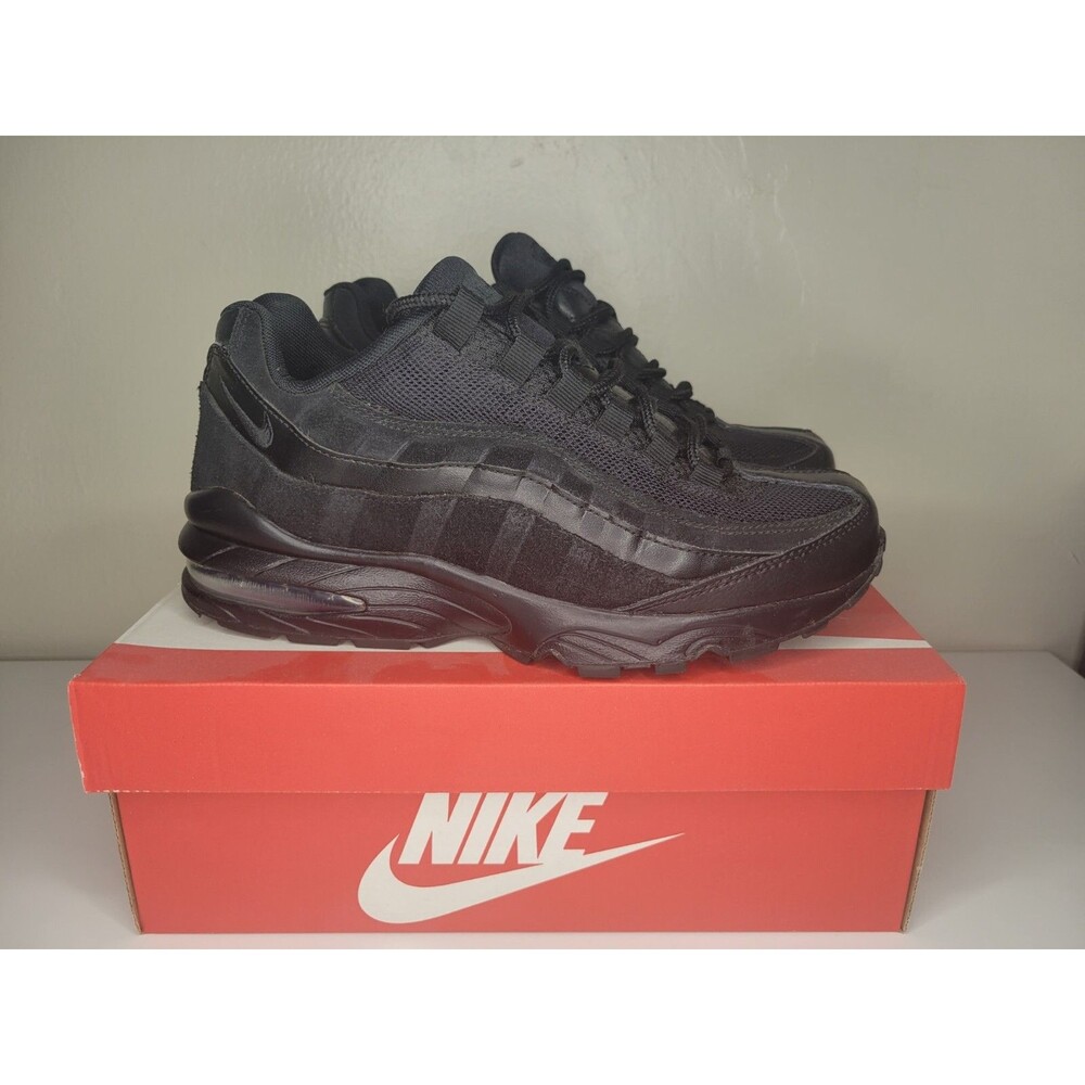 Nike AIR MAX '95 Black Leather Suede Big Kid 7Y